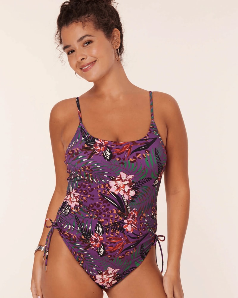 Front of a model wearing a size XXL The Waikiki One Piece in Dark Palm by Andie Swim. | dia_product_style_image_id:322415